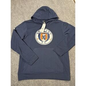 Randers FC Hoodie Mens Large Blue Soccer Adidas Fleece Sweatshirt Pullover